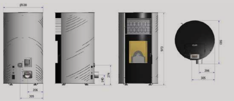 Runder Pelletkaminofen - 12 kW - MIA
